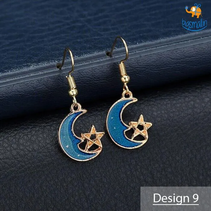 Japanese Moon Drop Dangler Earrings