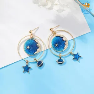 Japanese Moon Drop Dangler Earrings