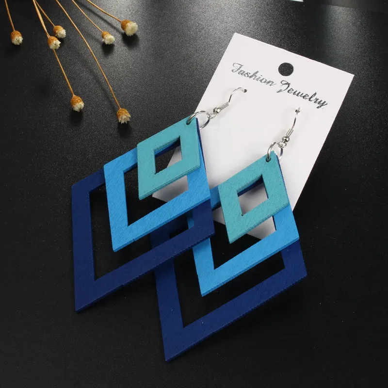 Jewelry Creative Square Multi-layer Earrings