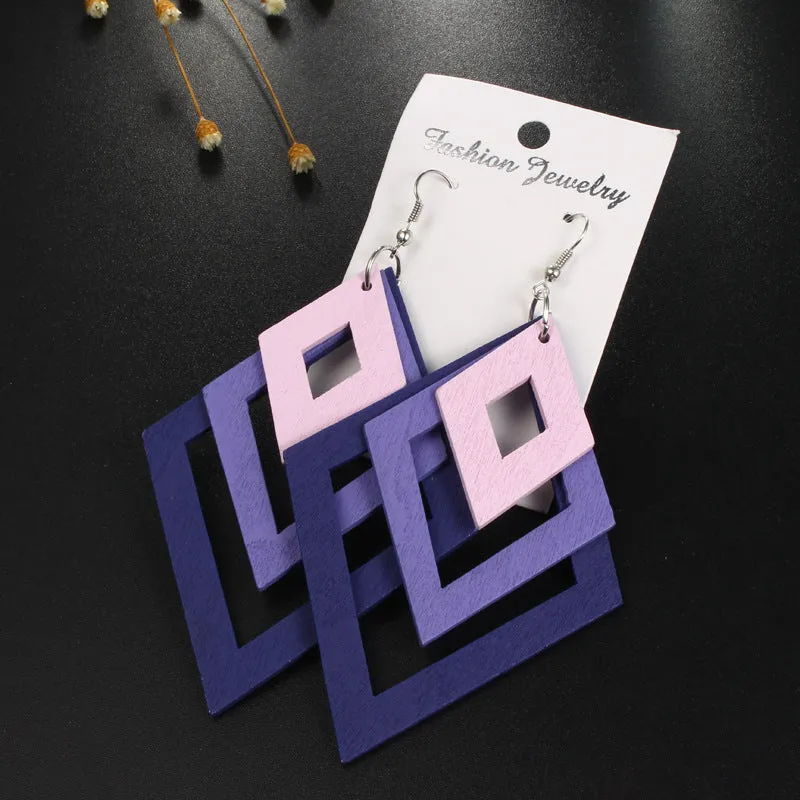 Jewelry Creative Square Multi-layer Earrings