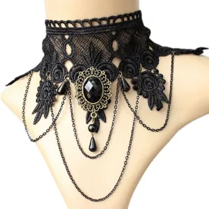 Kittenup New Fashion Gothic Jewelry Black Lace Short Choker Collar Statement Necklace For Women Hl0153