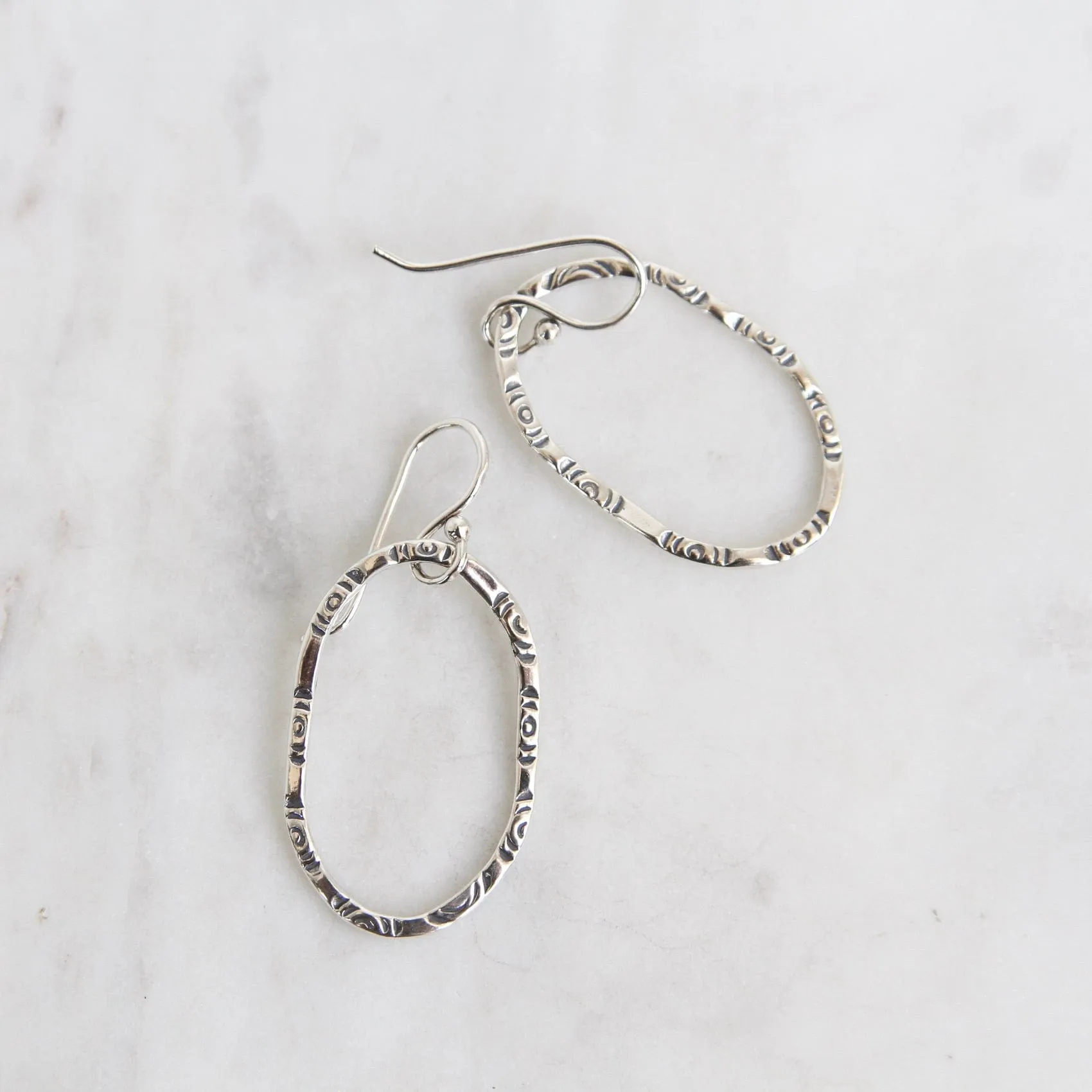 Large Etched Oval Earrings