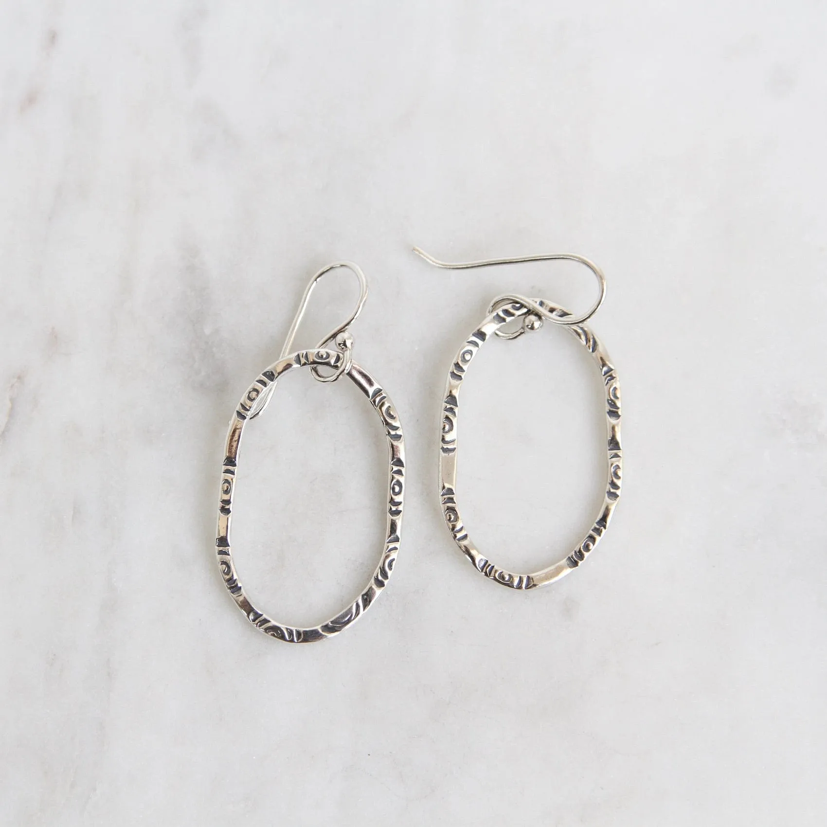 Large Etched Oval Earrings