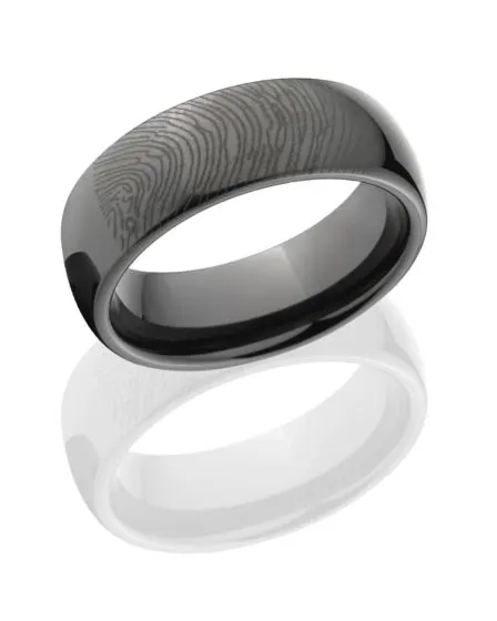 Lasered Custom Black Fingerprint Rings - Customize For You