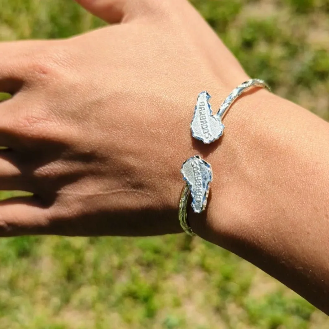 Light Barbados Map Bangle with Diamante Pattern