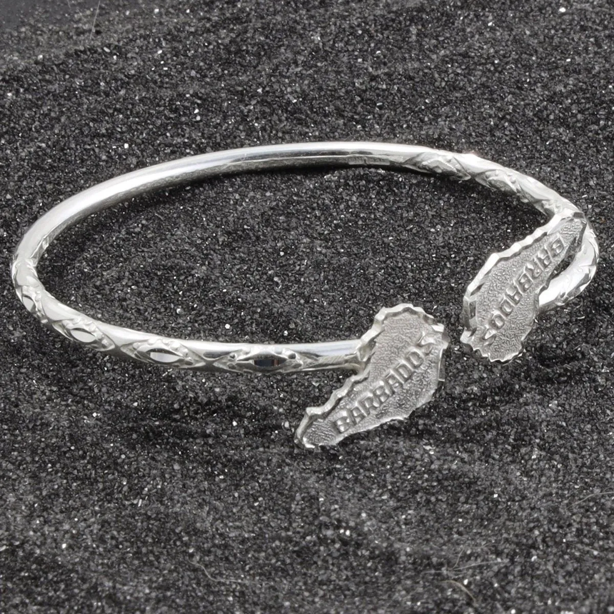 Light Barbados Map Bangle with Diamante Pattern