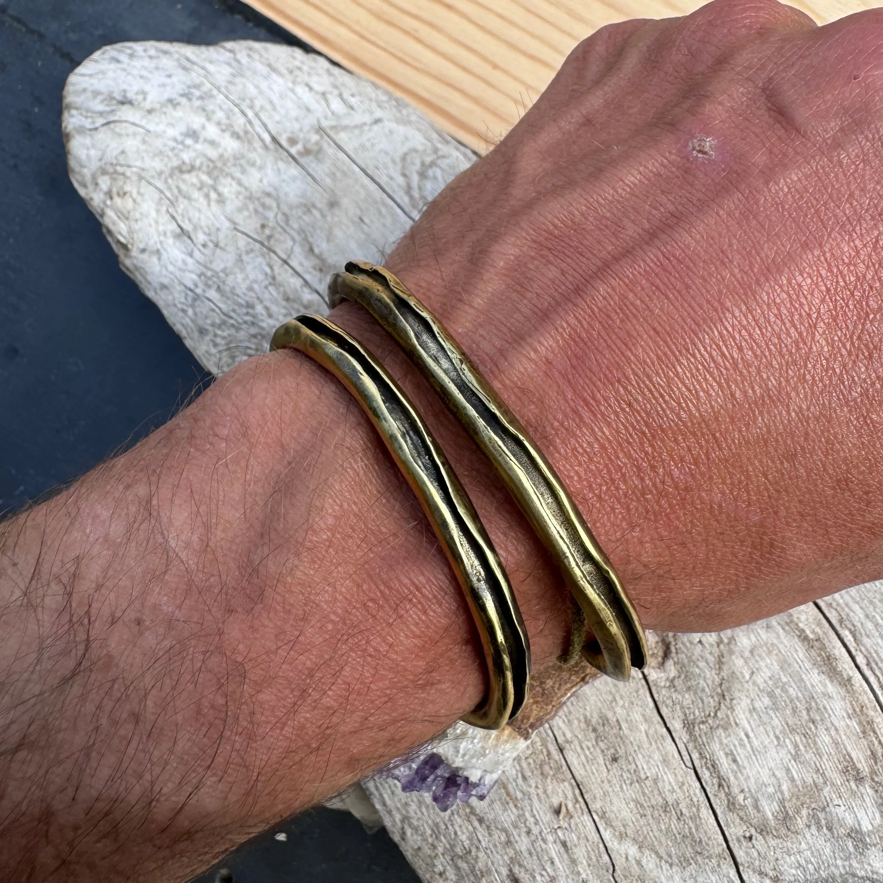 Light Split Brass Cuff by Mathias Chaize