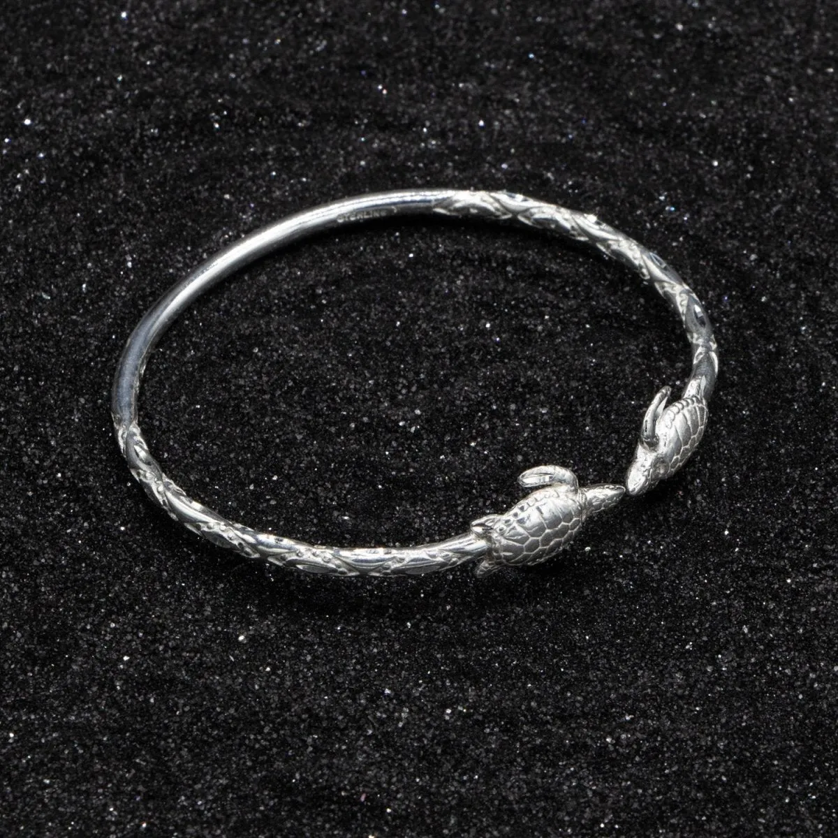 Light Turtle Bangle with Diamante Pattern