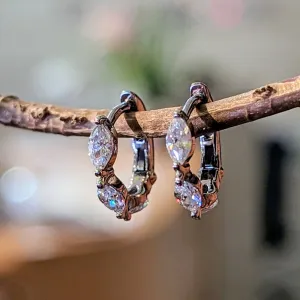 Marquise CZ Huggie Earrings