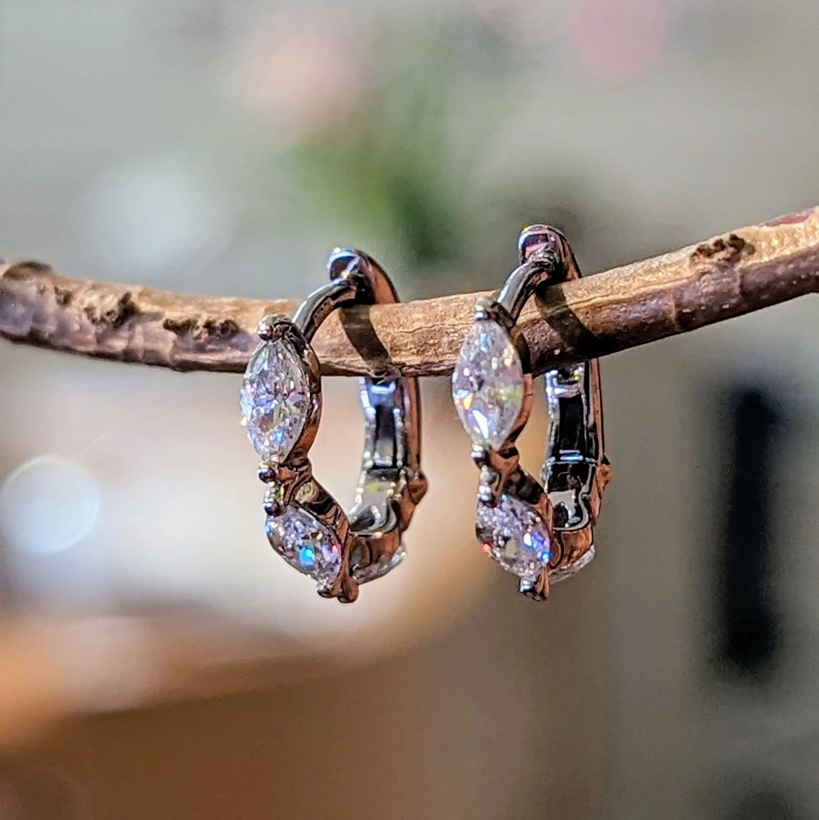 Marquise CZ Huggie Earrings