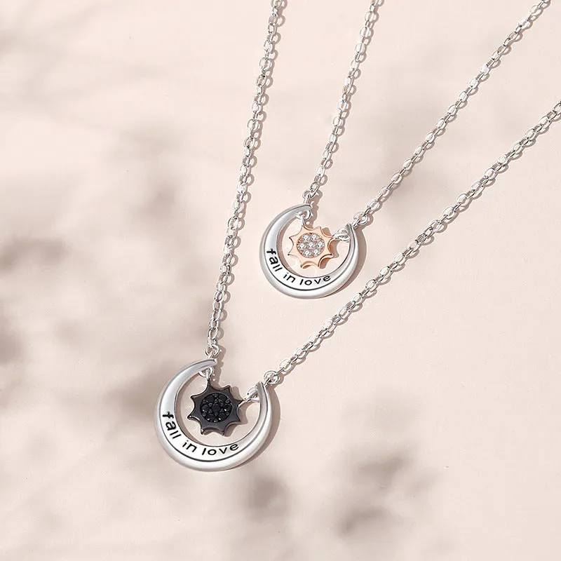 Matching Sun and Moon Necklaces Set for Couples