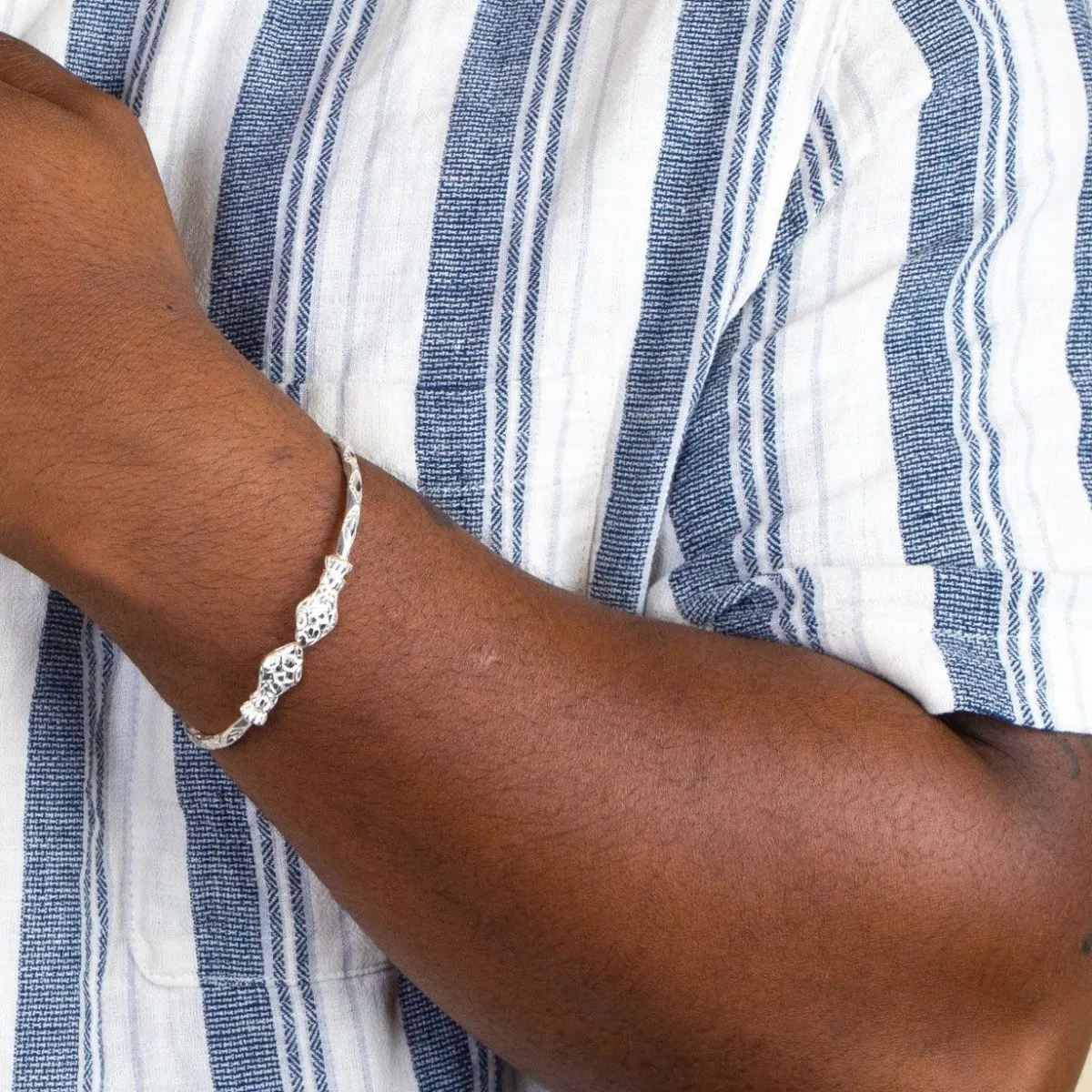 Medium Snake Heads Bangle with Diamante Pattern