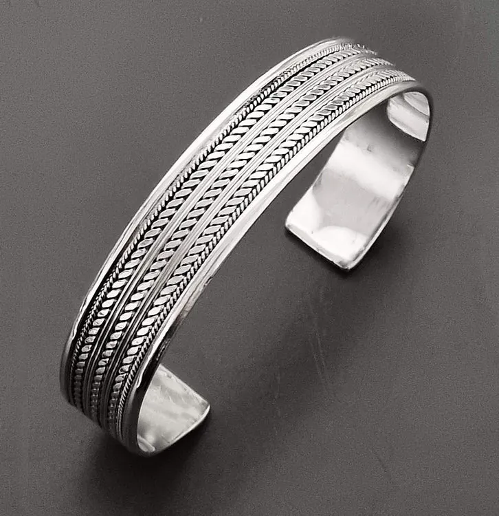 Men's Classic 925 Sterling Silver Braided Bracelet | Unique Solid Silver Bangle