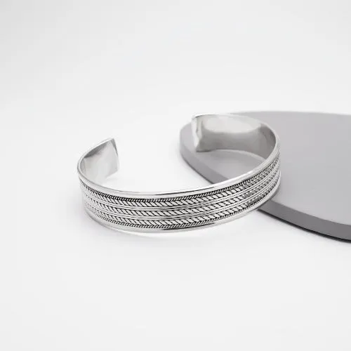 Men's Classic 925 Sterling Silver Braided Bracelet | Unique Solid Silver Bangle