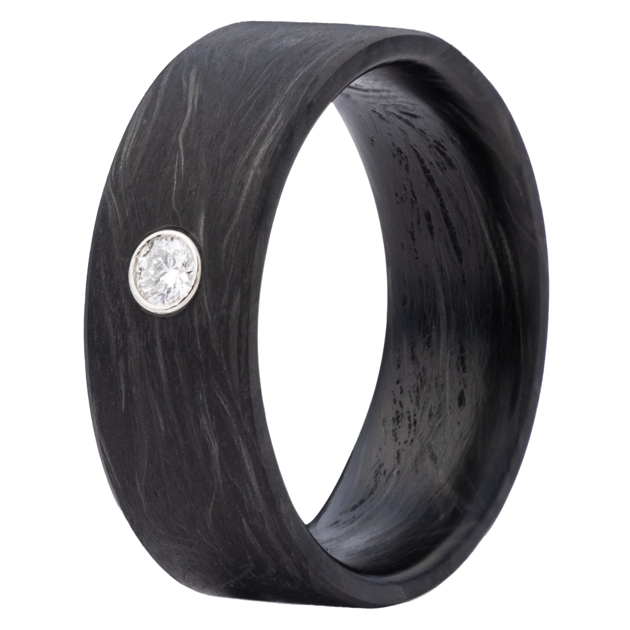 Men's Forged Carbon Fiber Ring with .06CT Lab Grown Diamond - Size 10