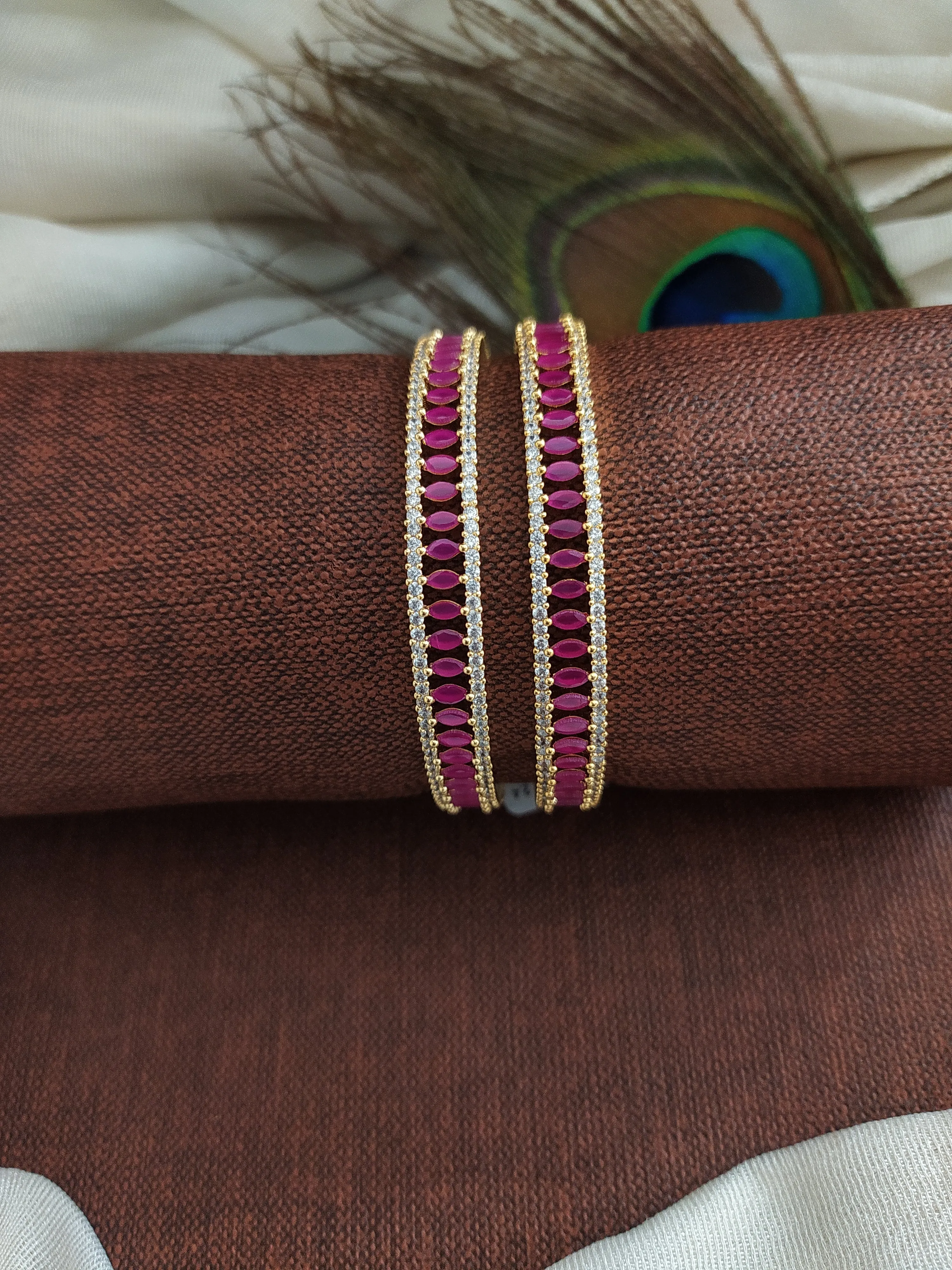 Mesmerizing Look Gold Plated Zircon Bangles