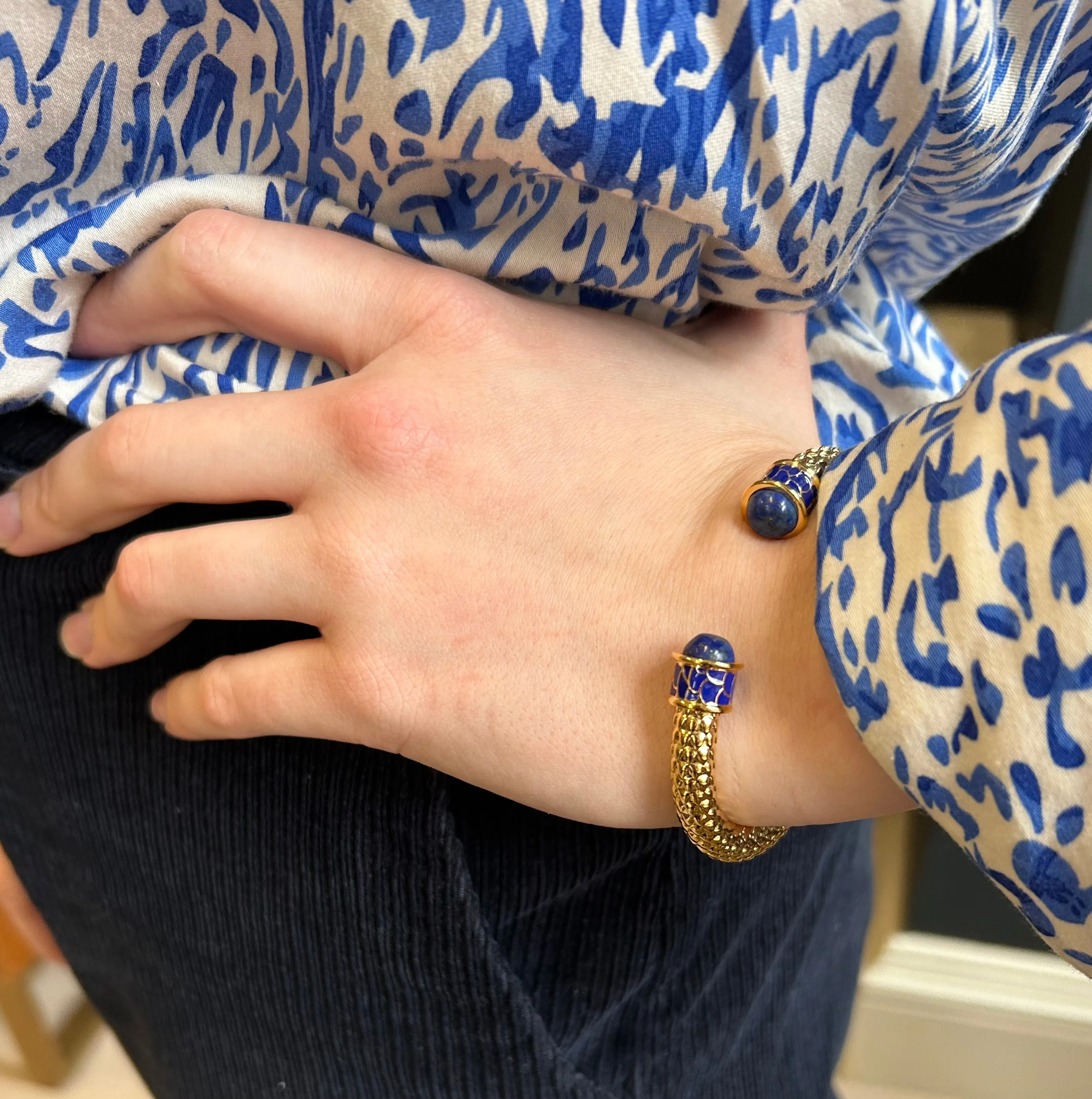 Minoan Torque Cobalt & Gold Bangle