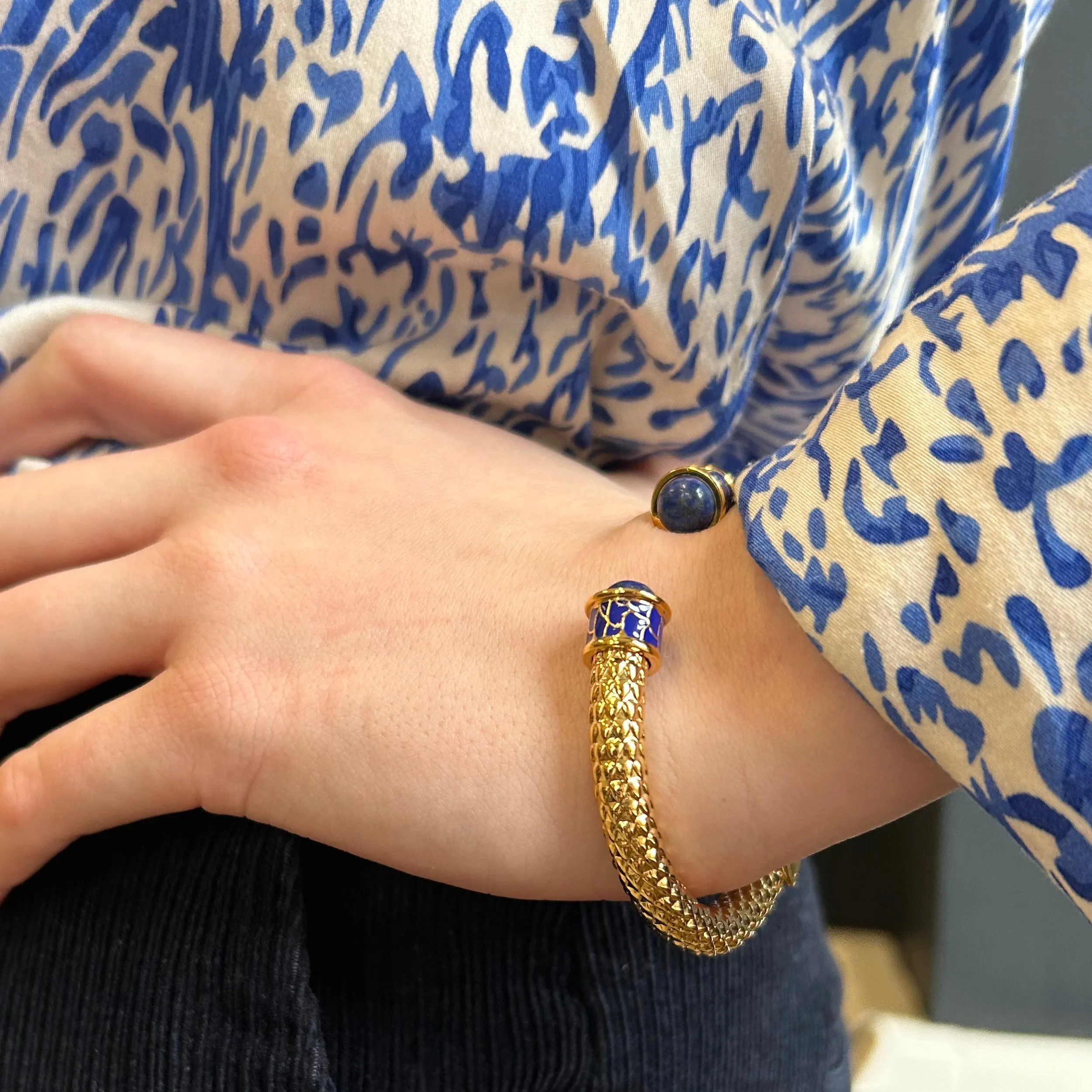 Minoan Torque Cobalt & Gold Bangle