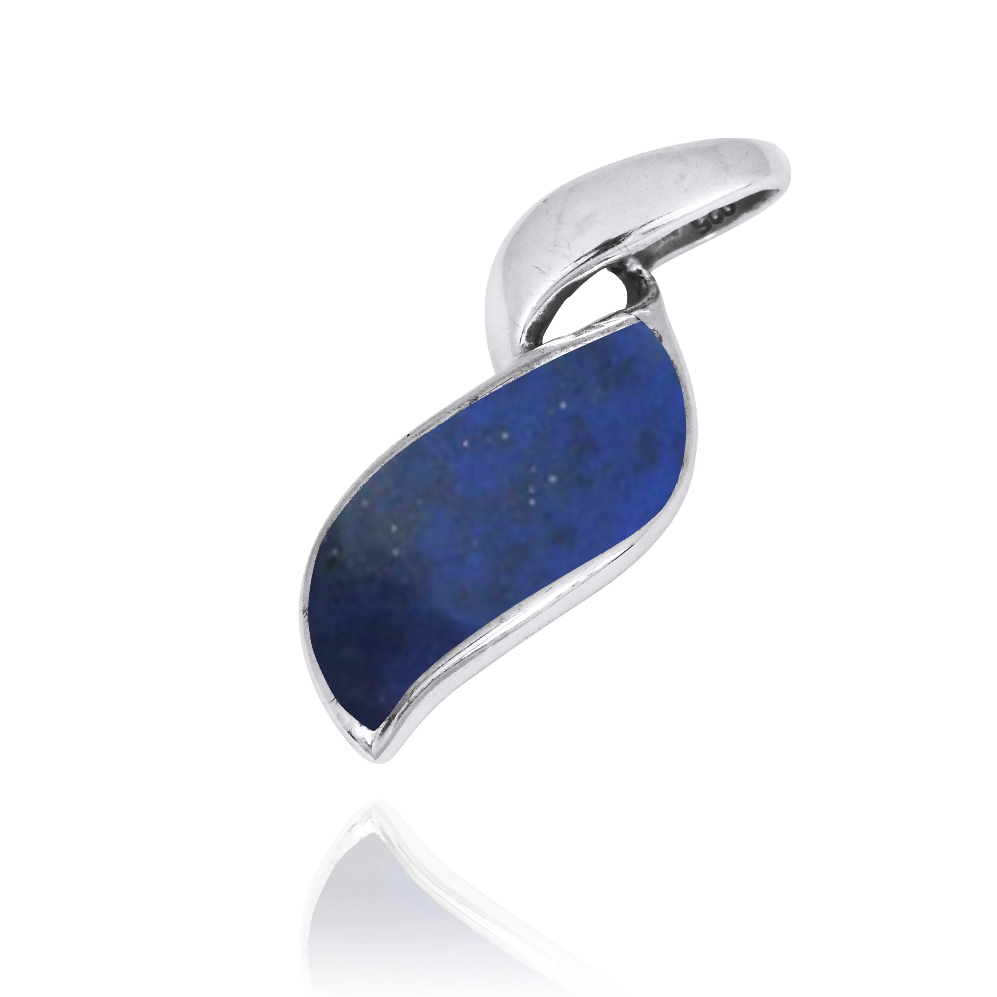 Modern Sterling Silver Hebrew Letter "Yud" Pendant with Lapis