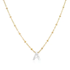 Mother of Pearl Initial Necklace-gold