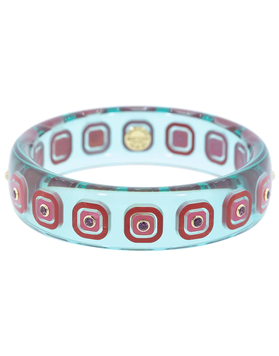 Multicolor Bakelite and Rhodolite Garnet Bangle