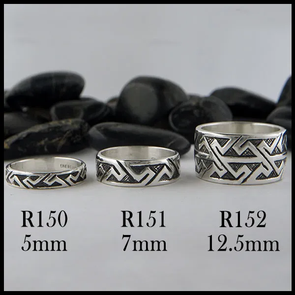 Narrow Pictish Key Pattern Ring in Silver