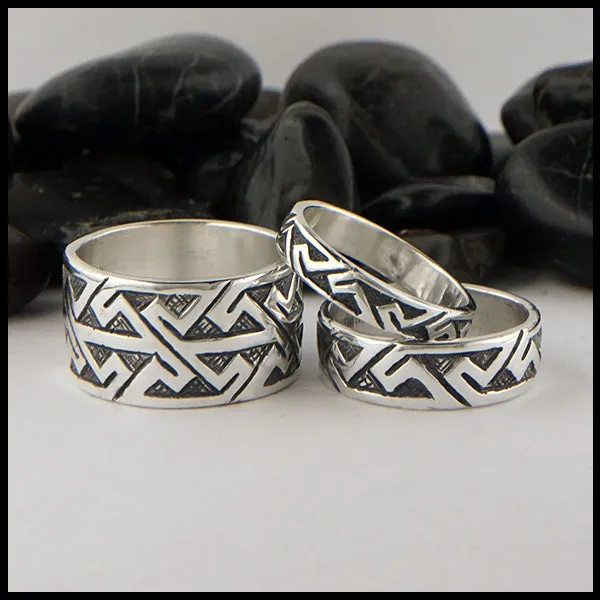 Narrow Pictish Key Pattern Ring in Silver