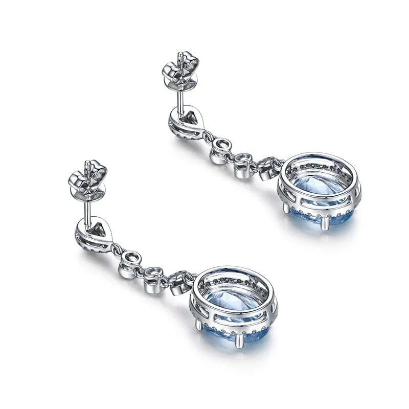 Natural Aquamarine Luxury Drop Earrings - 925 Sterling Silver