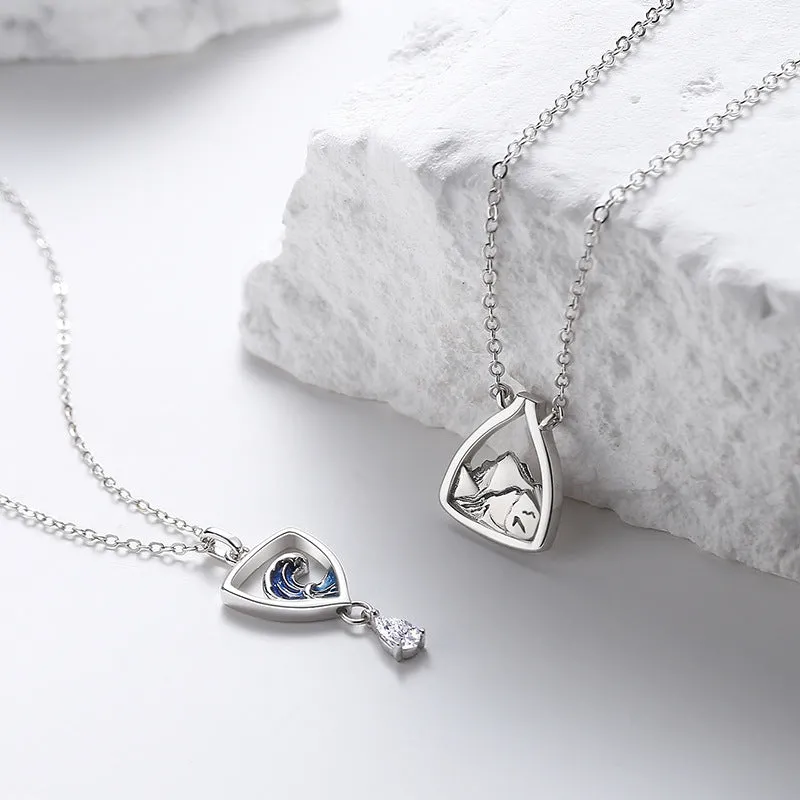 Ocean and Mountain Distance Relationship Necklaces Set