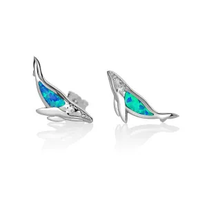 Opal Humpback Whale Earrings