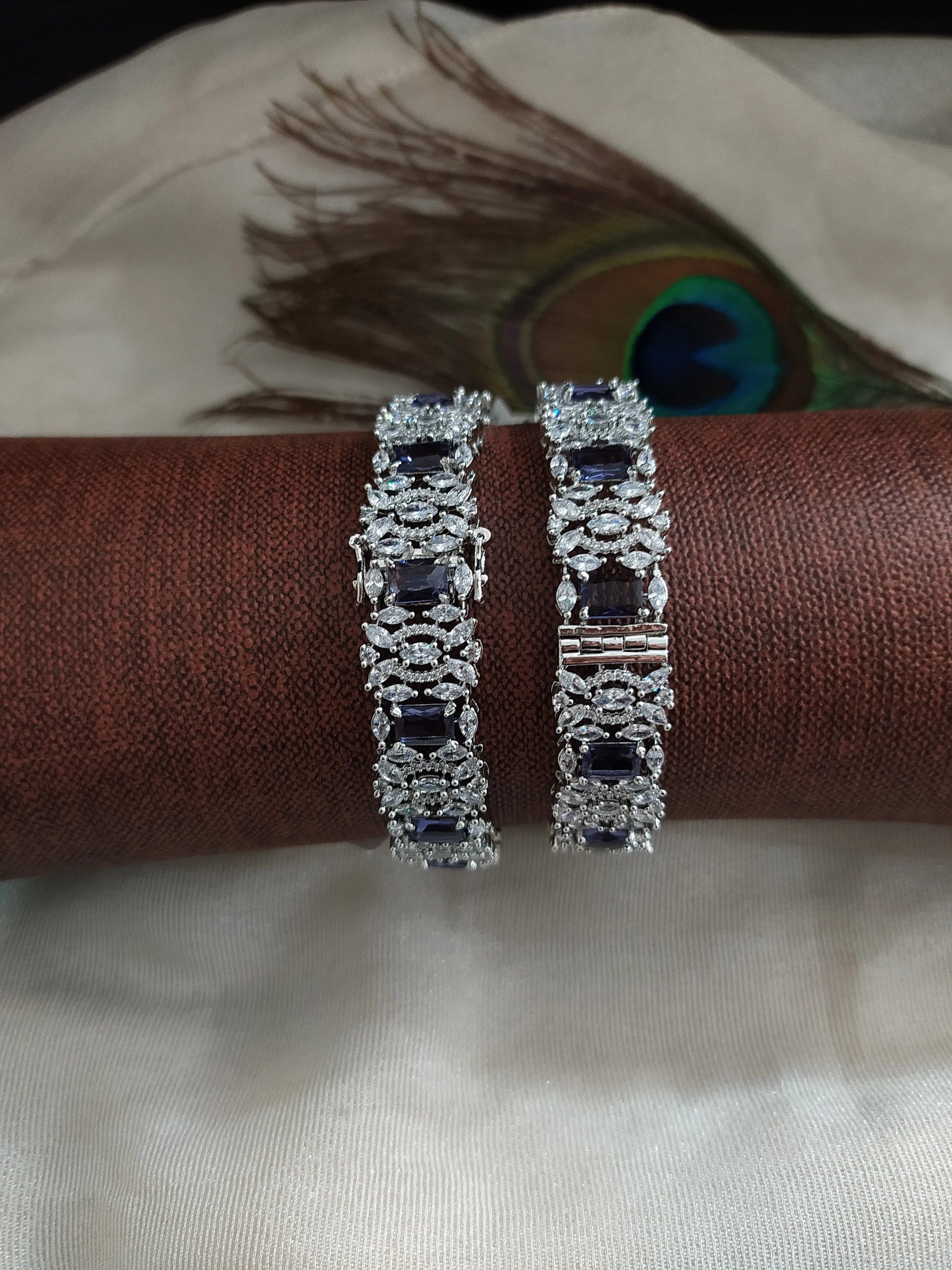 Openable amazing Silver Plated Zircon Bangles