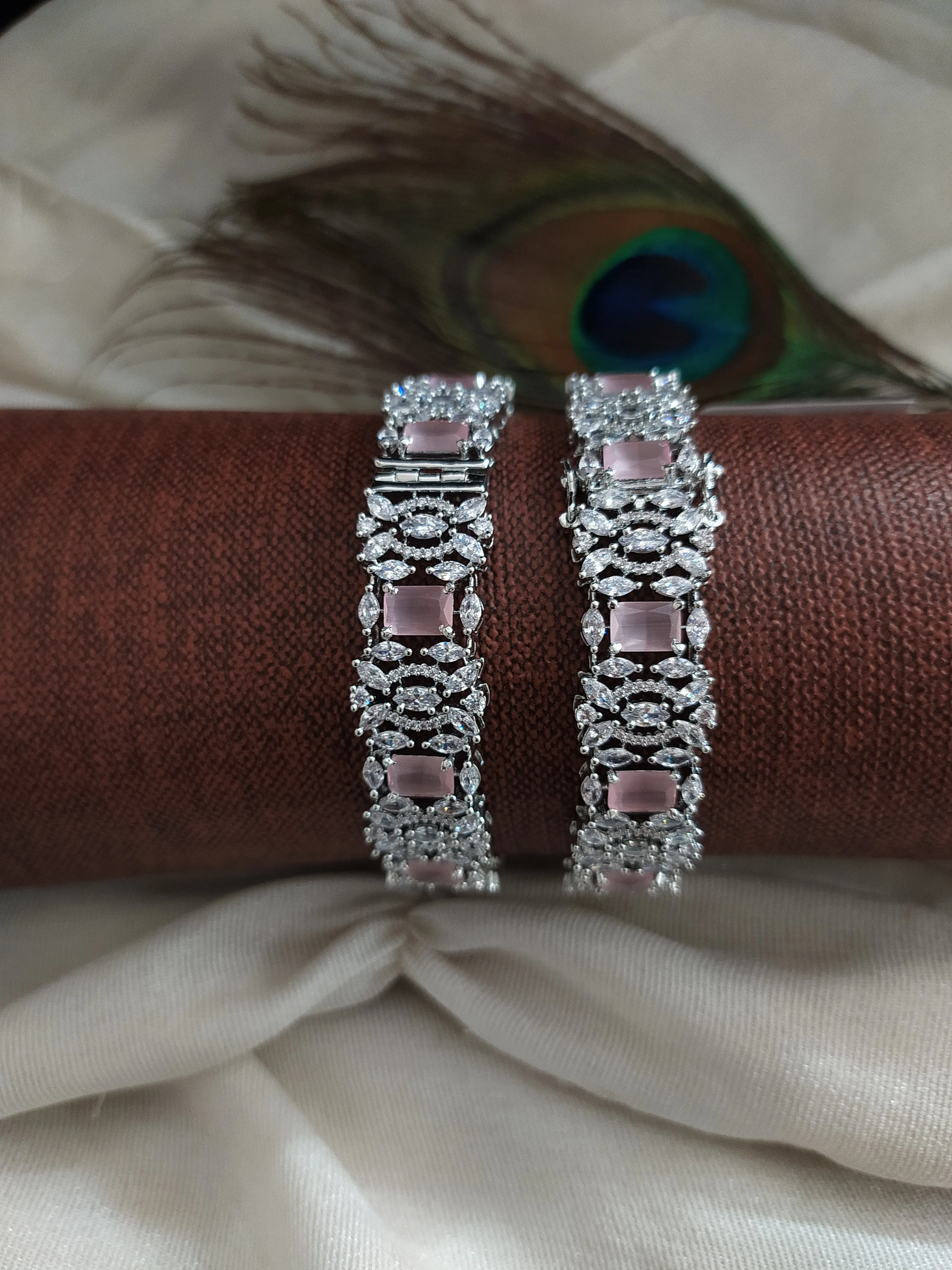 Openable amazing Silver Plated Zircon Bangles