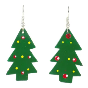 Painted Tin Christmas Tree Earrings Creative Alternatives