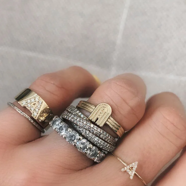 Pavé Letter Ring