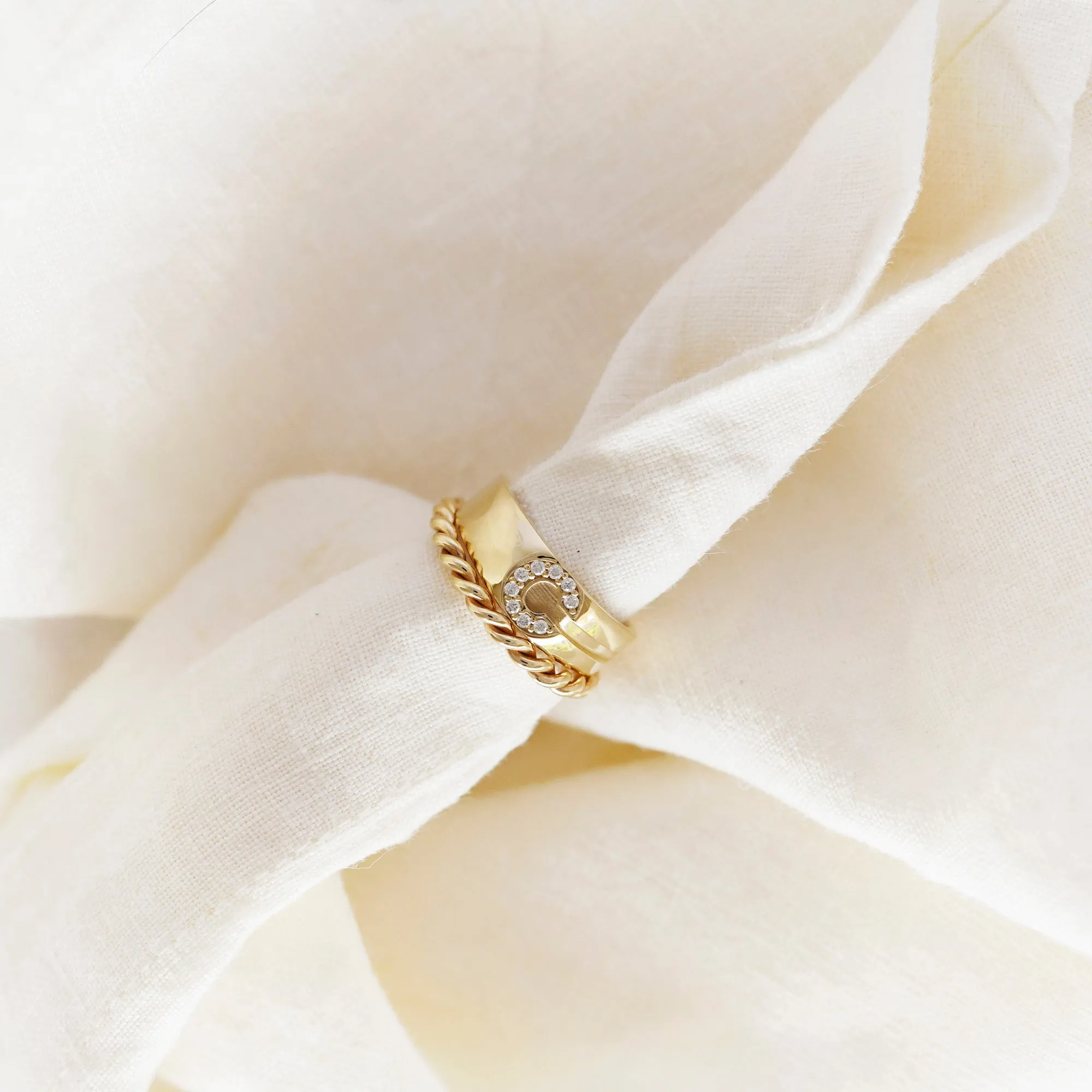 Pavé Letter Ring