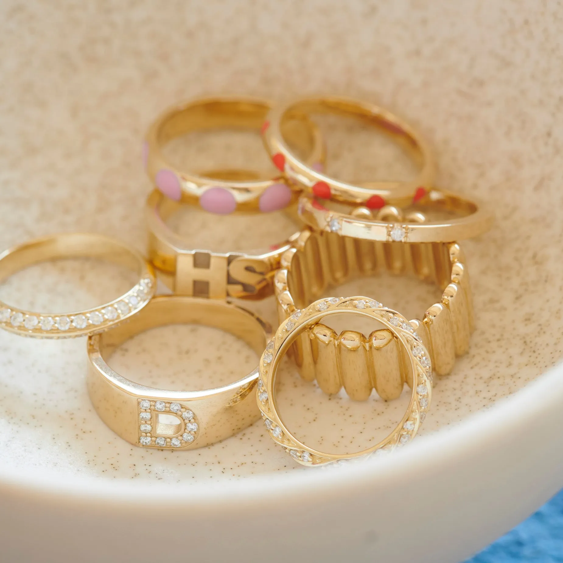 Pavé Letter Ring