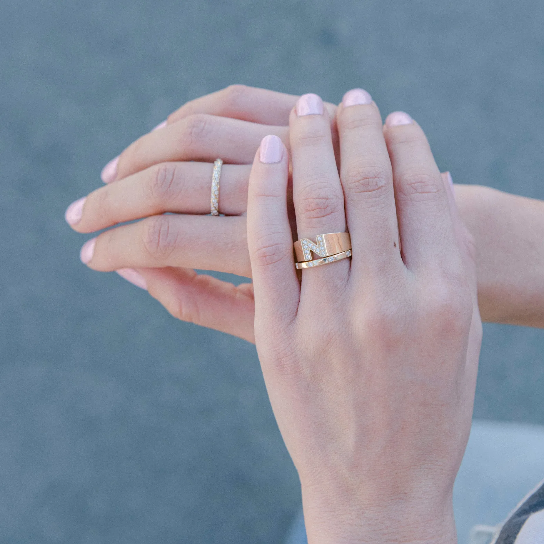 Pavé Letter Ring