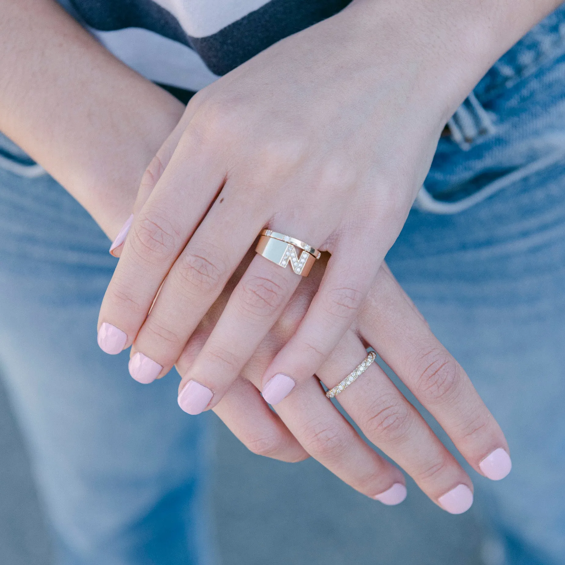 Pavé Letter Ring