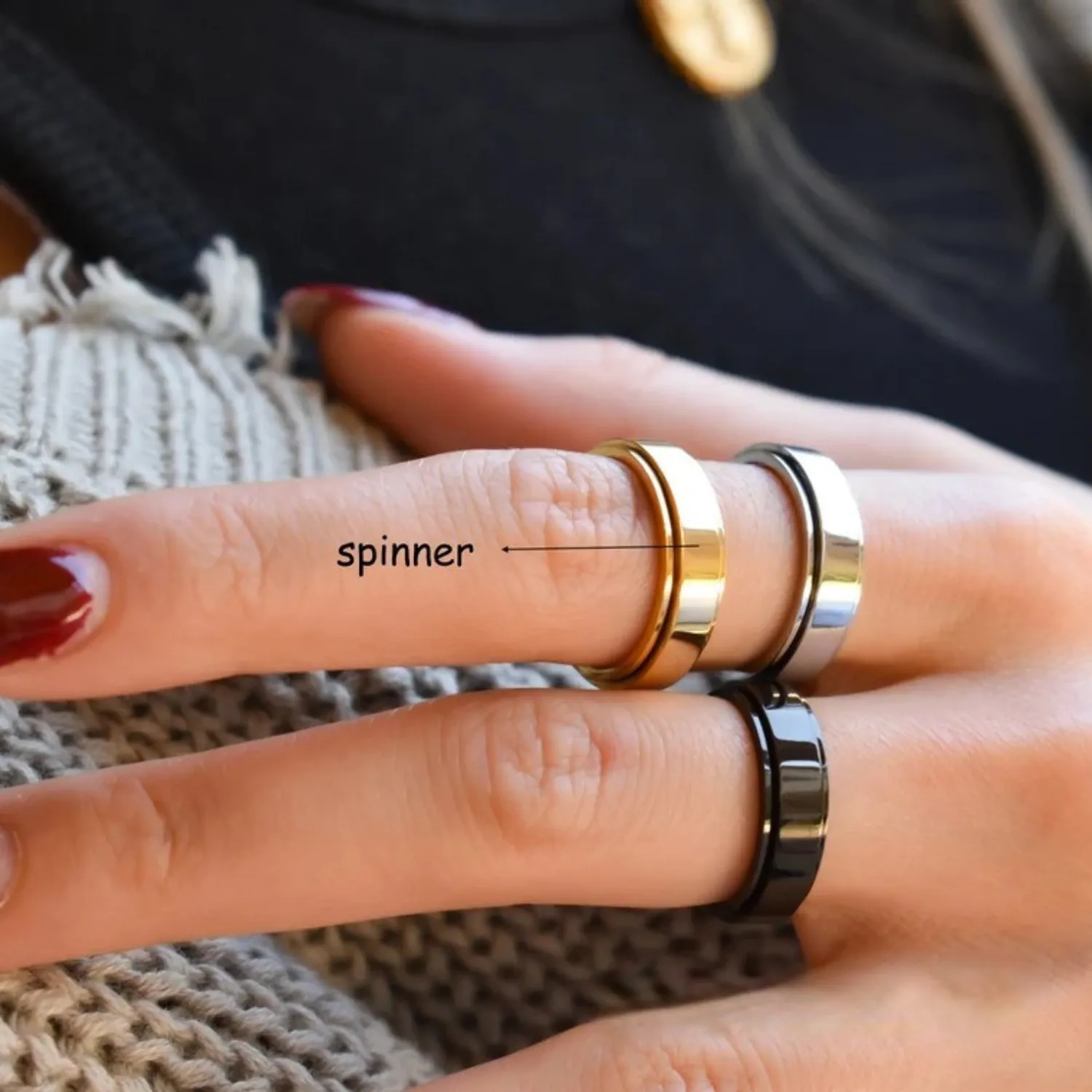 Personalized Classic Block Fidget Ring