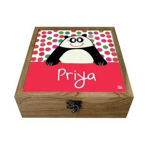 Personalized Jewellery Makeup Storage Box Wooden - Panda