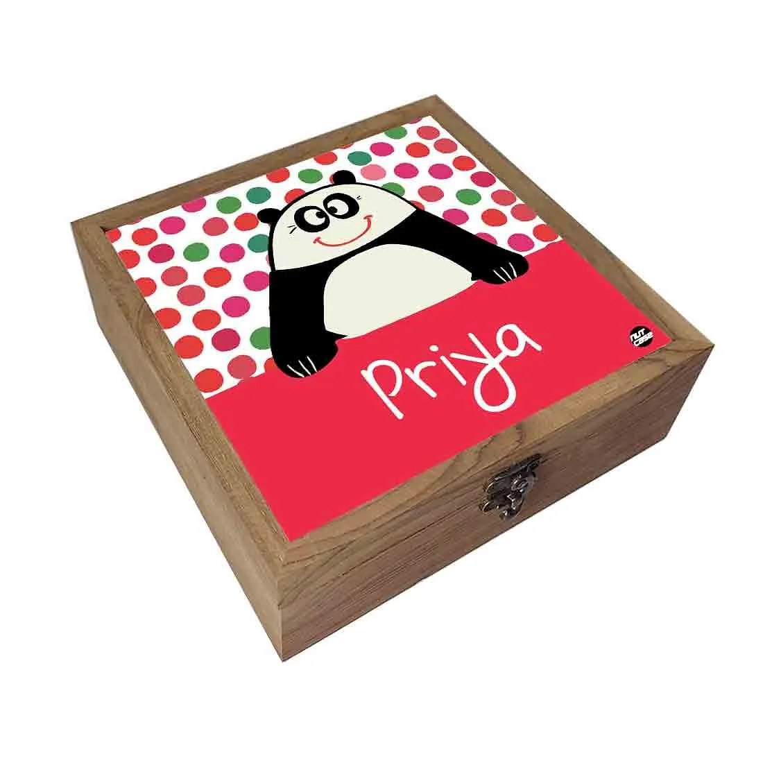 Personalized Jewellery Makeup Storage Box Wooden - Panda