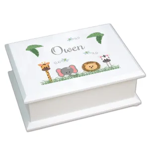 Personalized Safari Animals Lift Top Jewelry Box