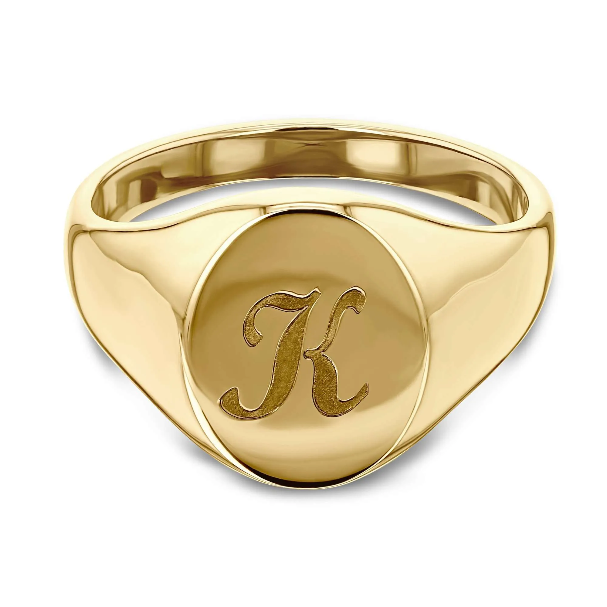 Personalized Signet Oval 14k Yellow Gold