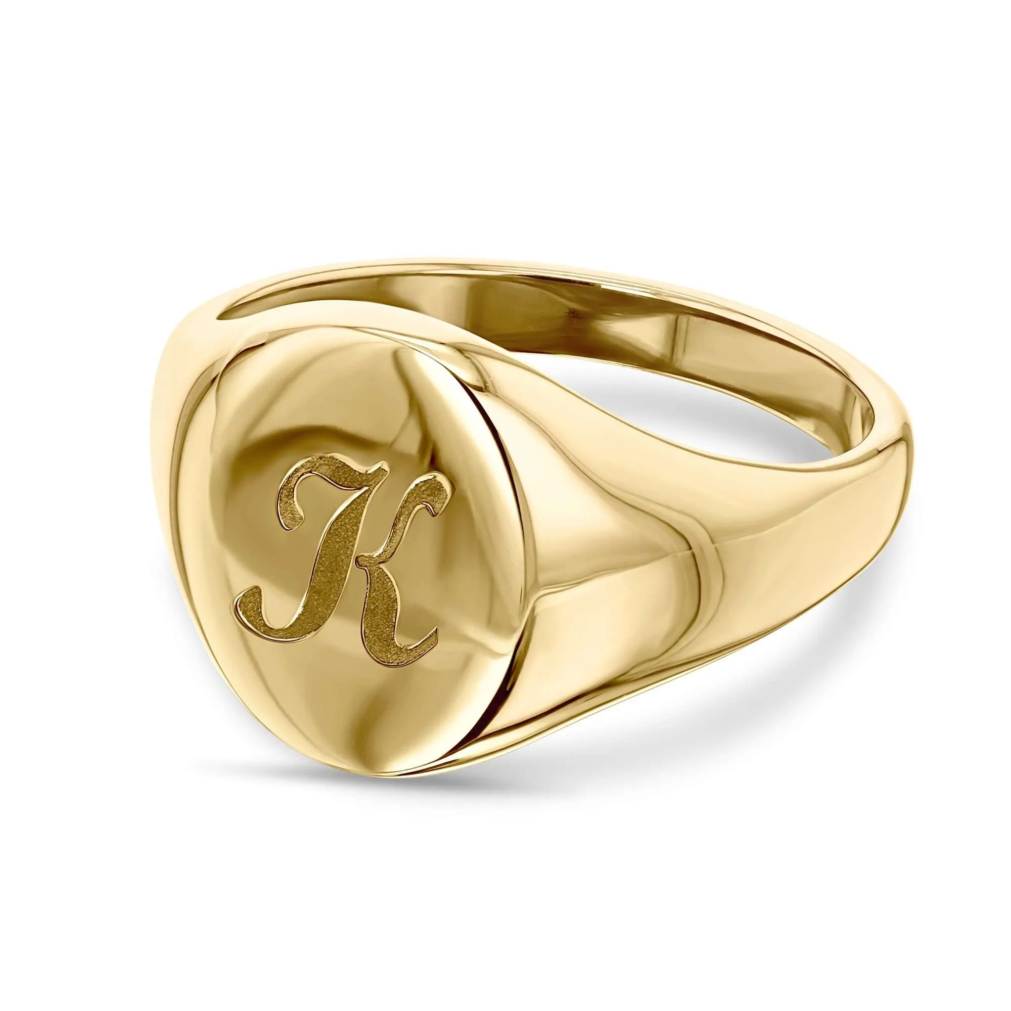 Personalized Signet Oval 14k Yellow Gold