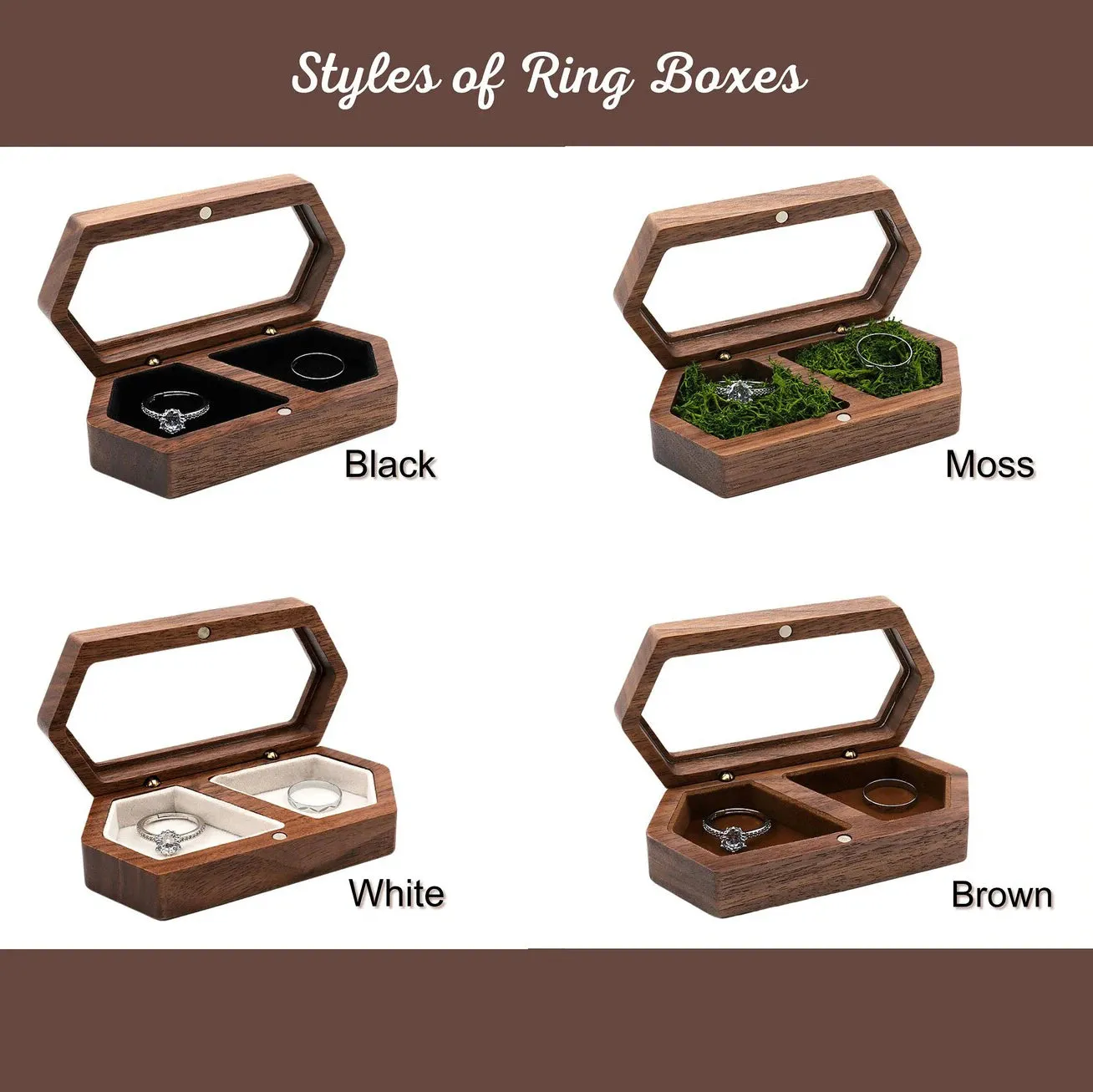 Personalized Walnut Wooden Ring Box - Custom Engraved Engagement