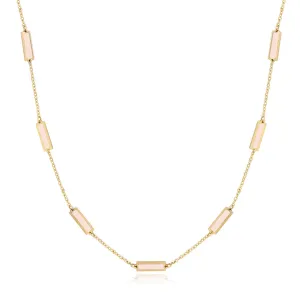 Pink Pearl Bar Chain Necklace