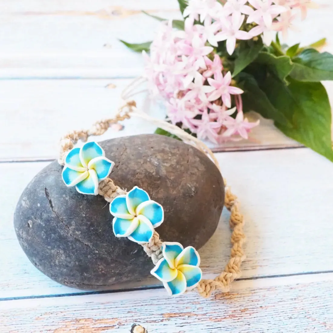 Plumeria Dream Blue Friendship Bracelet