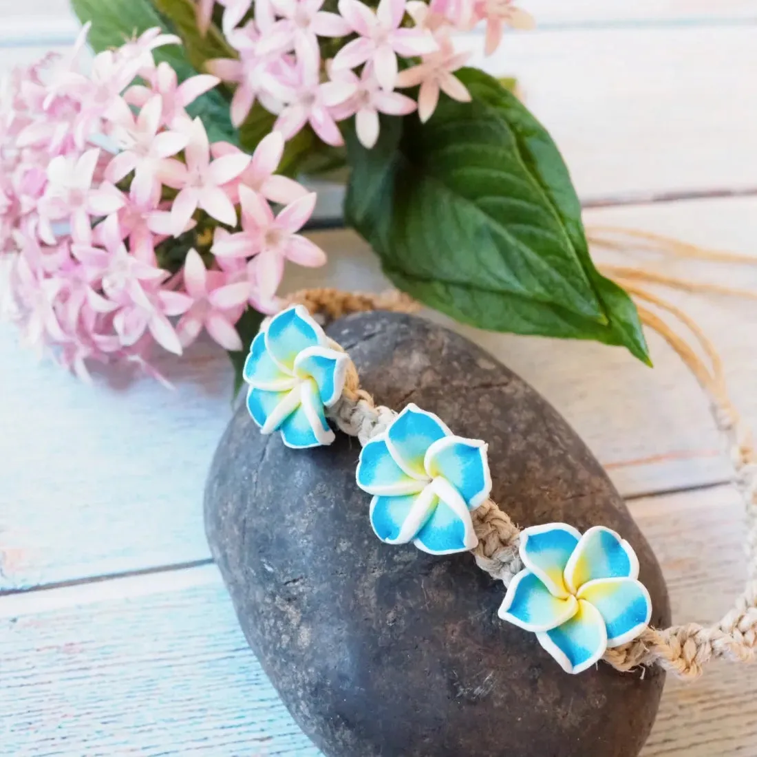 Plumeria Dream Blue Friendship Bracelet