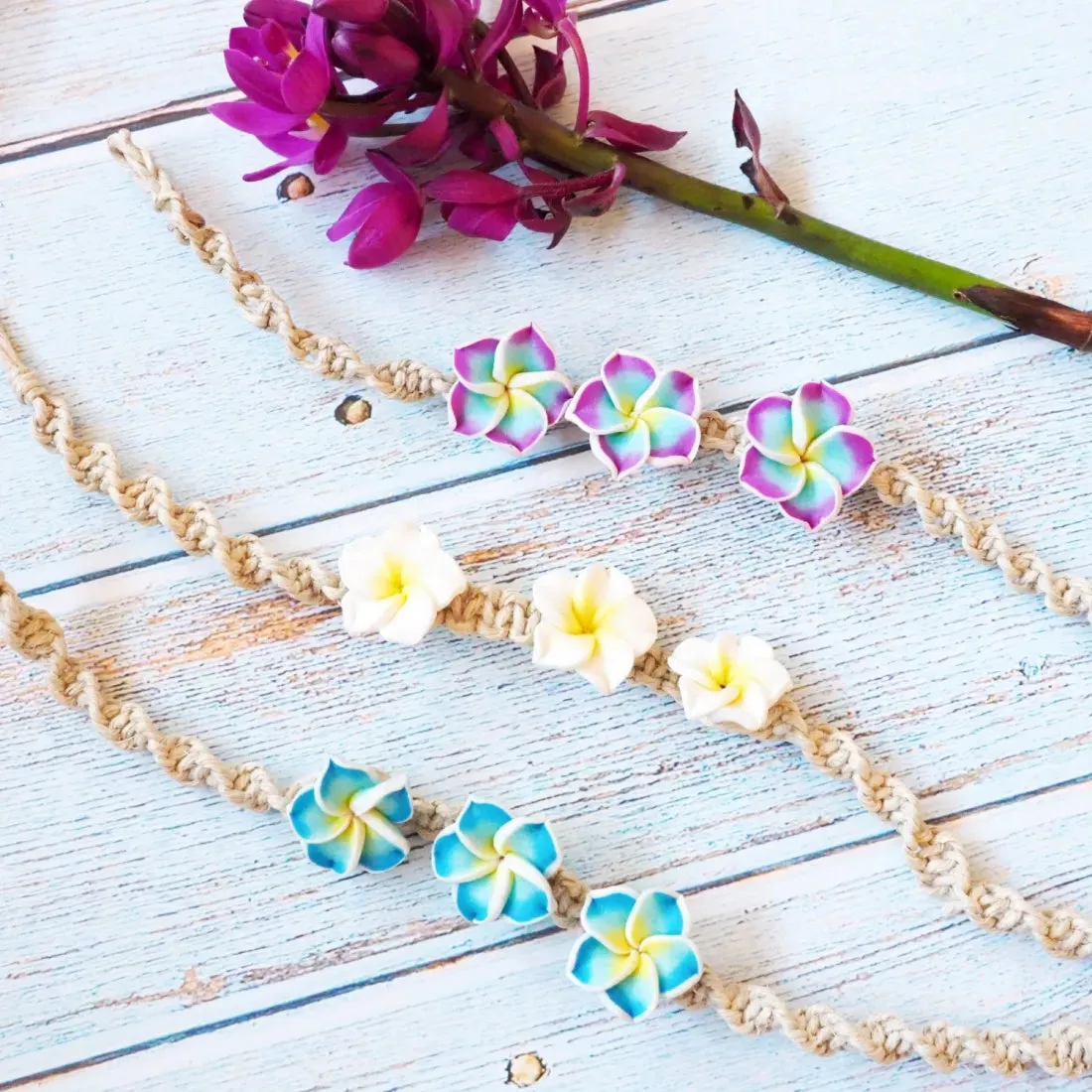 Plumeria Dream Blue Friendship Bracelet