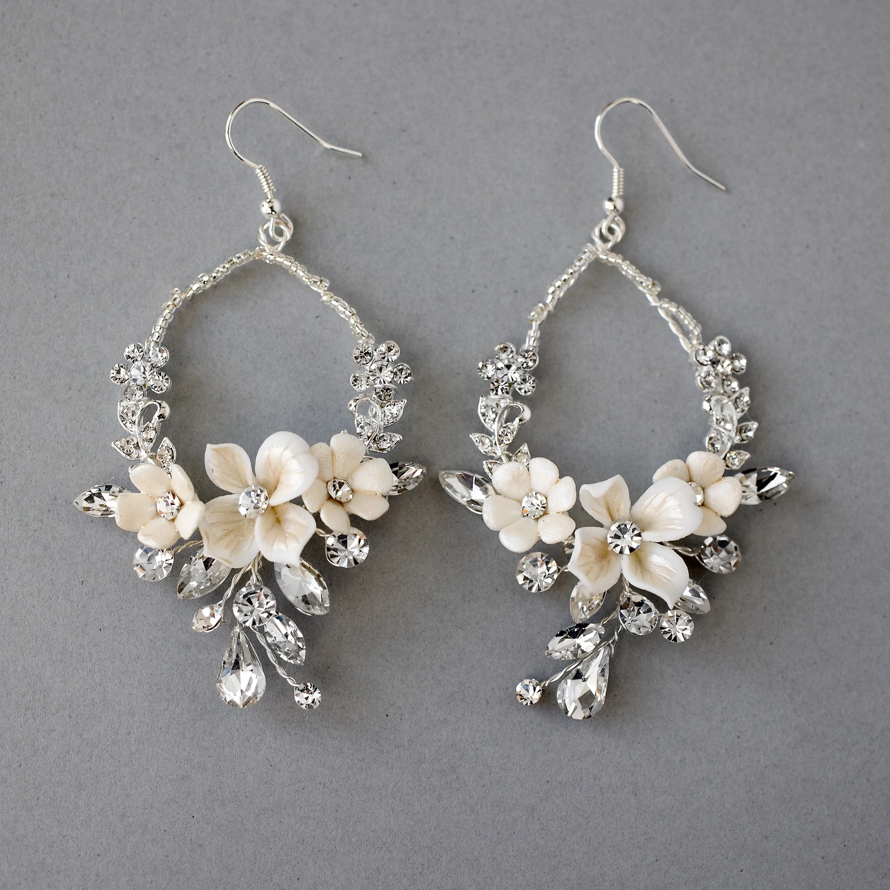 Porcelain Flower Hoop Earrings